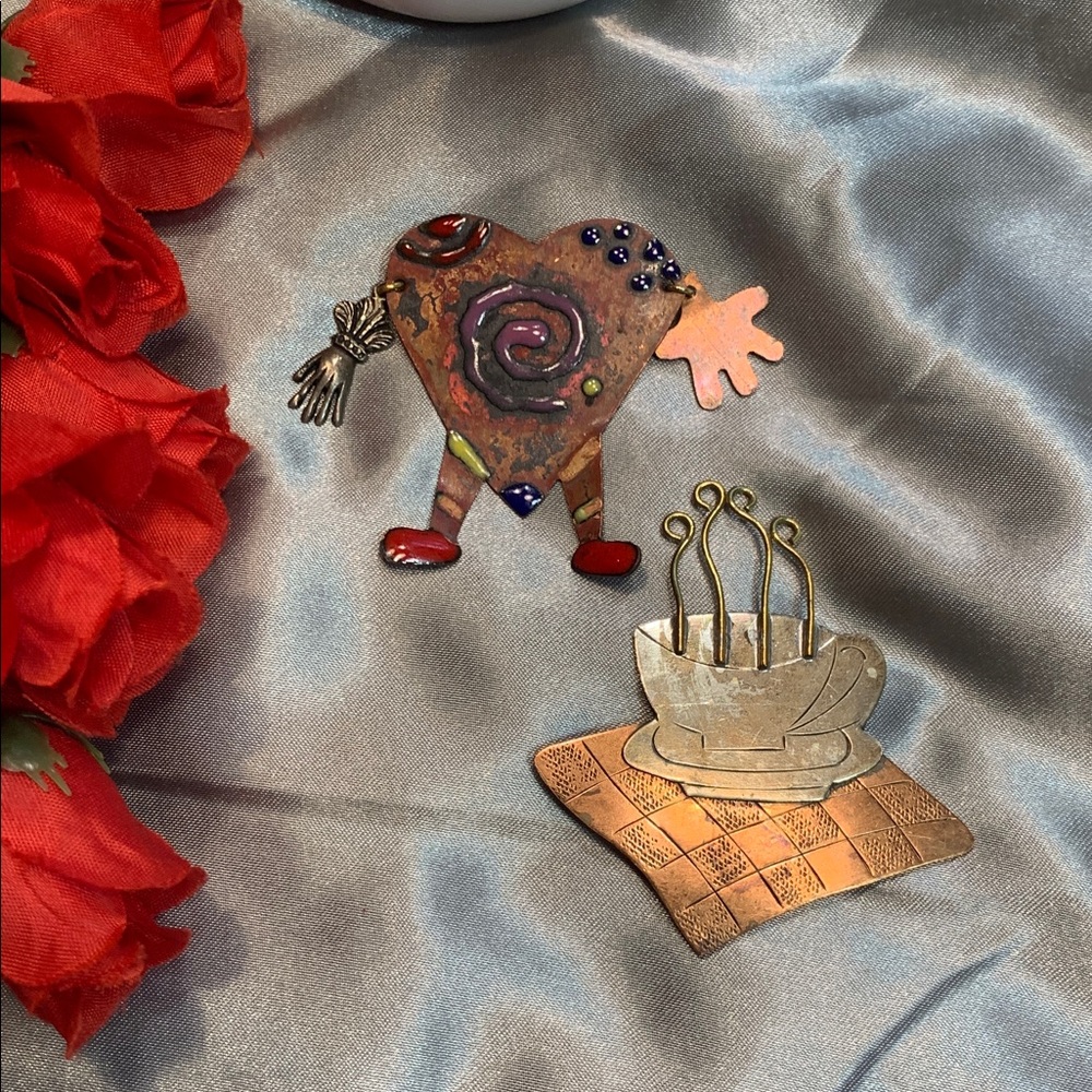 🌹HANDMADE GENUINE COPPER Brooches PINS - Bundle